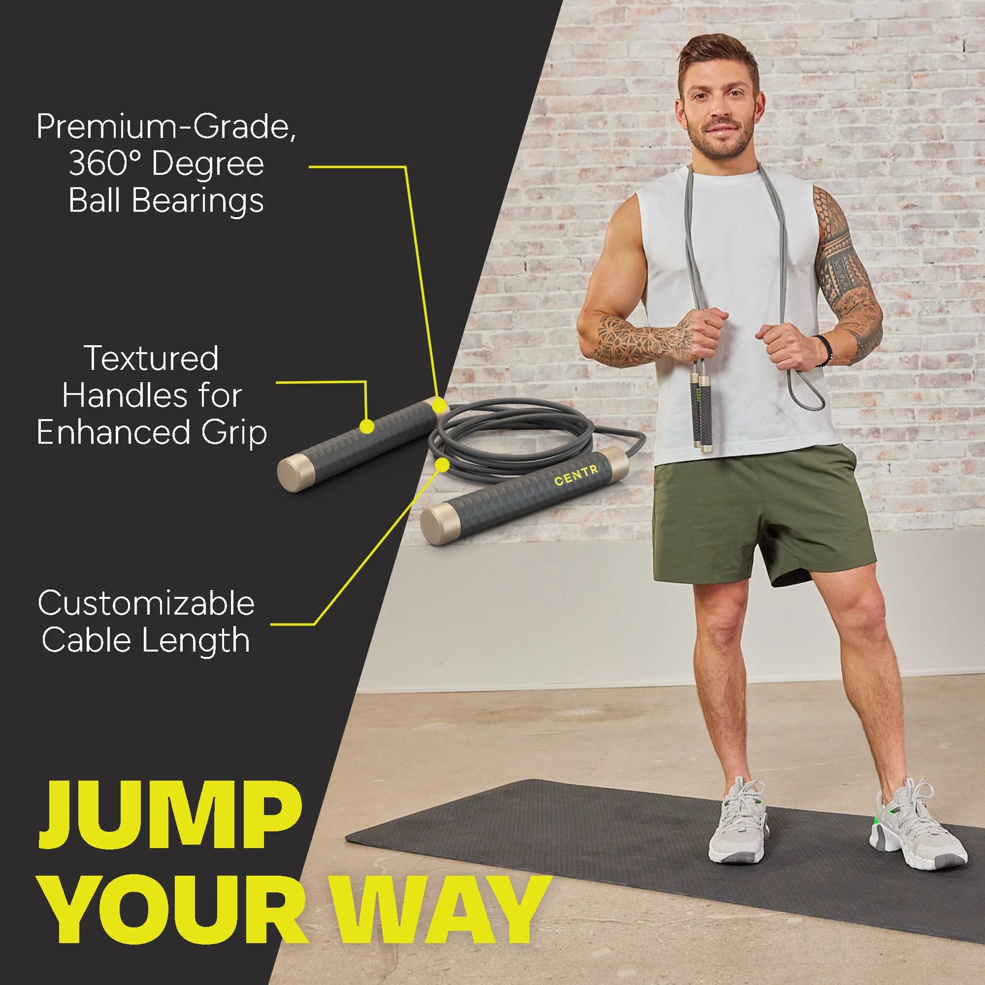 by Chris Hemsworth Jump Rope for Cardio Training, Adjustable Length + 3-Month  Membership